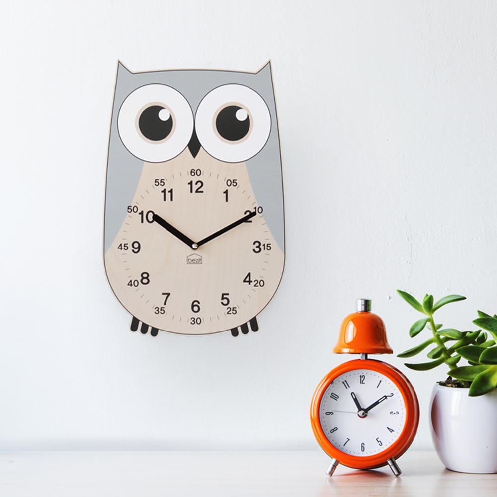 Rich Owl non-ticking Silent Wall Clock (gray)