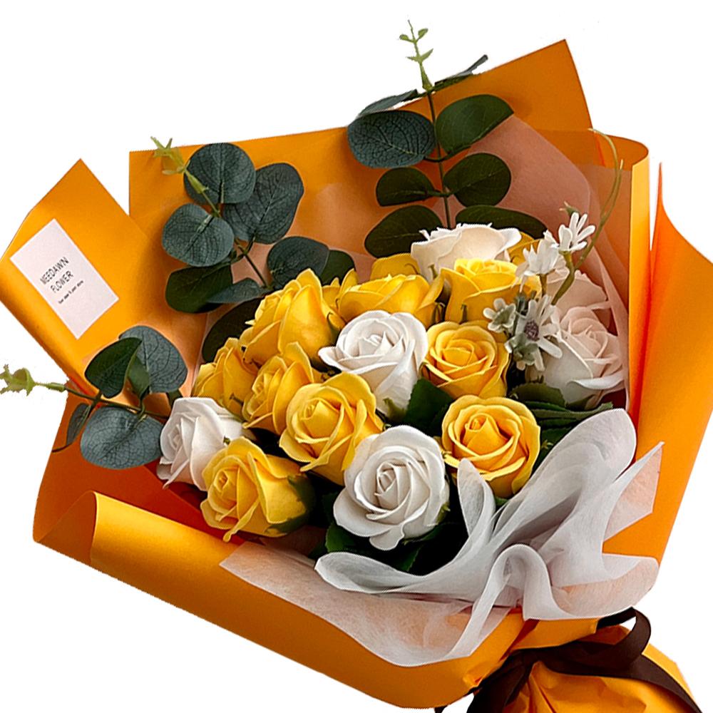 Soap Rose Flower Bouquet (Yellow)
