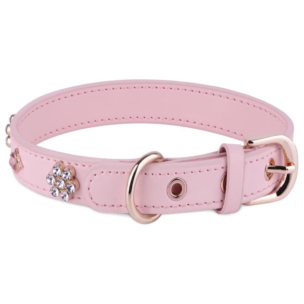Cute_PU Leather Collar with Rhinestone Diamond