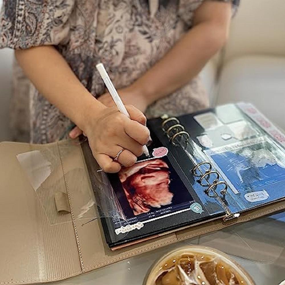 Wooaz Photo Scrap Book Inner Refill Page (30Sheets / 8.26in X 5.70in) - 6 Hole, Self-Adhesive Page,