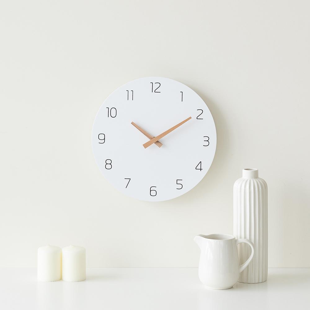 [100STORE] Silent Wall Clock - Simple - Mdf Wood - White - 30cm - 1pcs