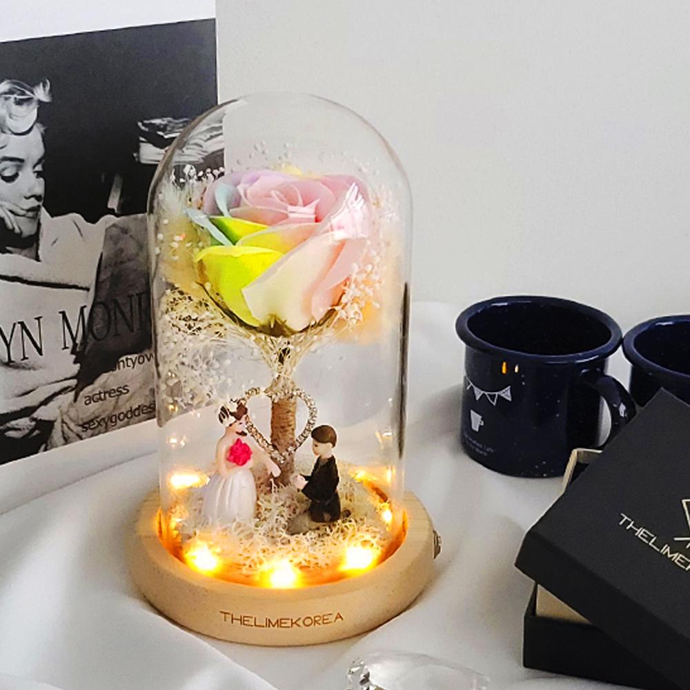 LED Rainbow Rose Glass Dome Mood Light Anniversary Gift
