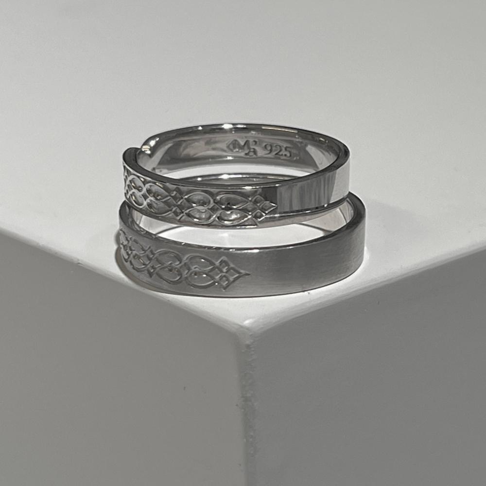 Heart Pattern Etching Couple Ring Men