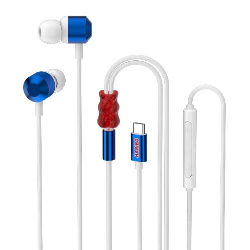 Haribo Type-C Wired Earphones Premium Sound Built-in Mic 1.2m Durable Metal Design Sweet & Fun Audio