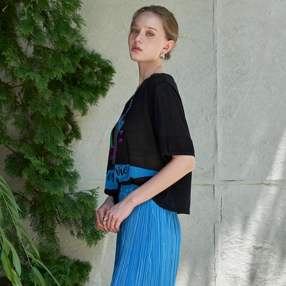 Cactus Graphic Loose Knit Tee